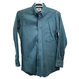 Vintage Field Gear Men's Green Cotton L/S Button Up Polo‎ Shirt Small
